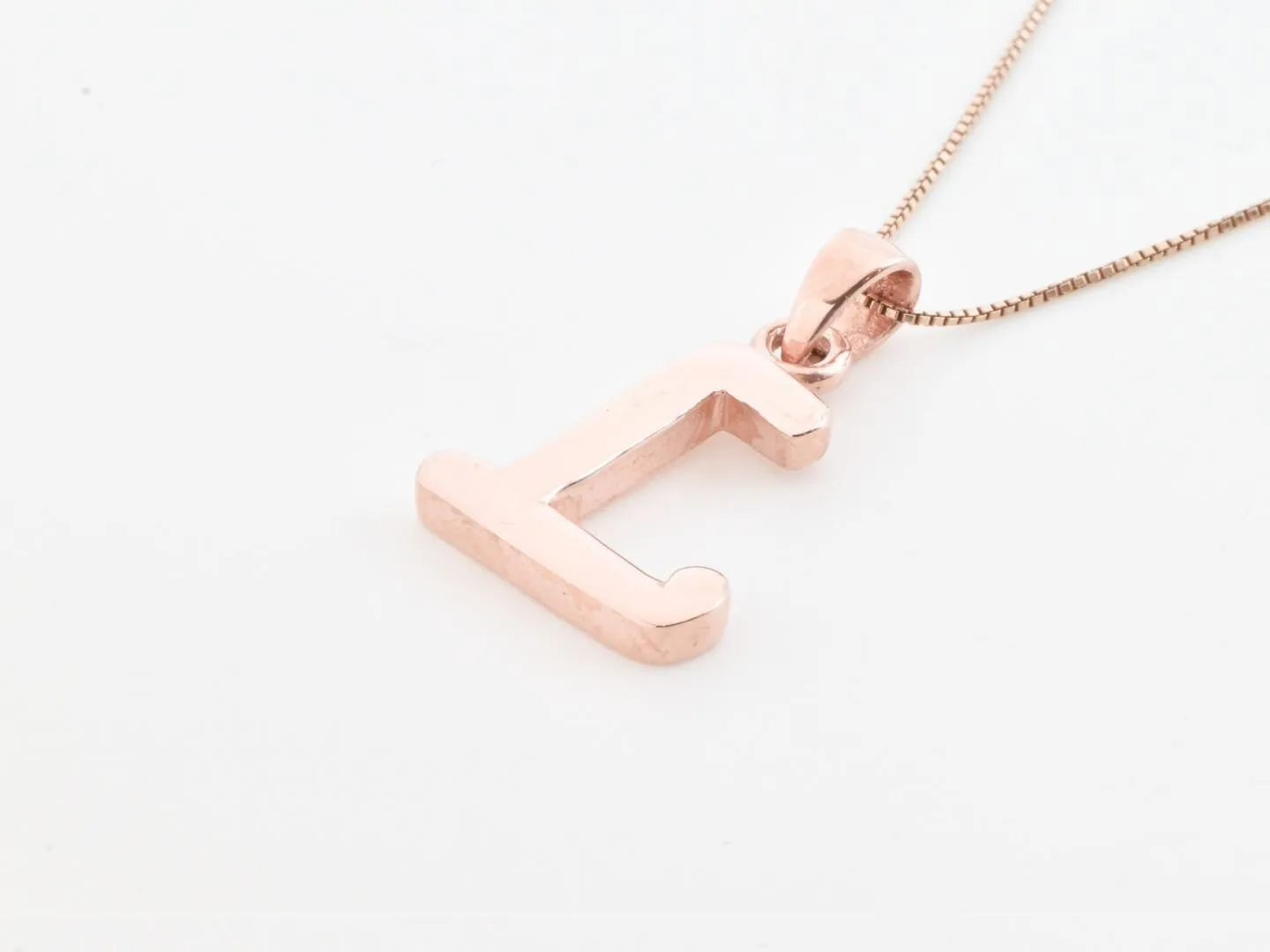 Rose Gold Letter L Pendant - Alphabet Letter Necklace-  Initial L Necklace