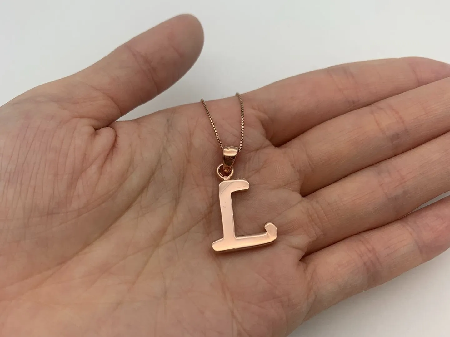 Rose Gold Letter L Pendant - Alphabet Letter Necklace-  Initial L Necklace