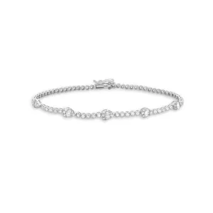 Round & Baguette Diamonds Pear Shape Tennis Bracelet (1.50 ct.) Buttercup Setting in 14K Gold