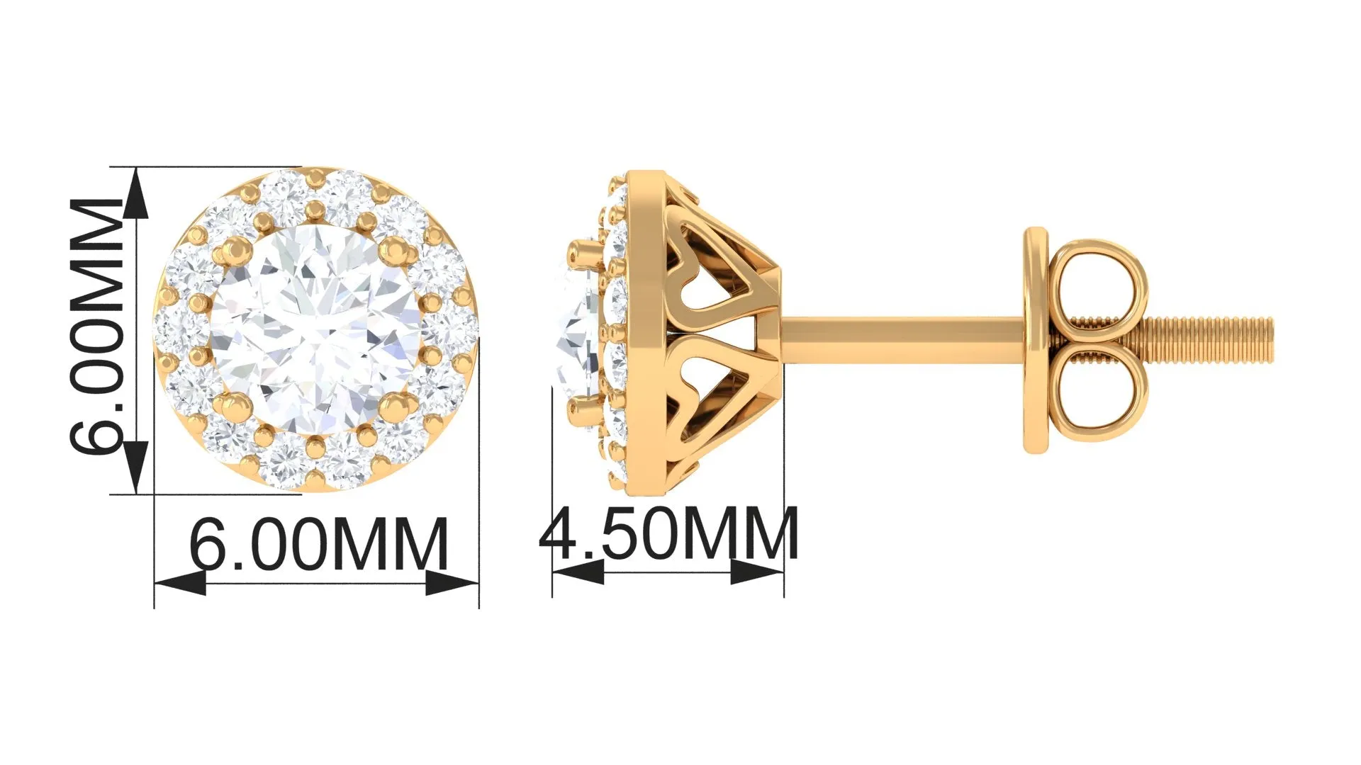 Round Lab Grown Diamond Halo Stud Earrings