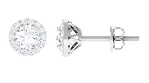 Round Lab Grown Diamond Halo Stud Earrings