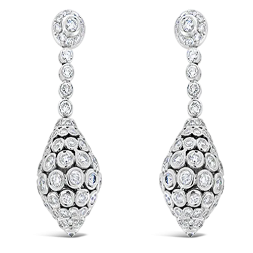 Round Top Diamond Drop Earrings