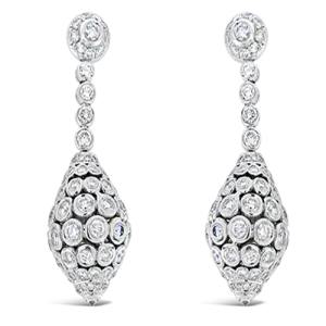 Round Top Diamond Drop Earrings