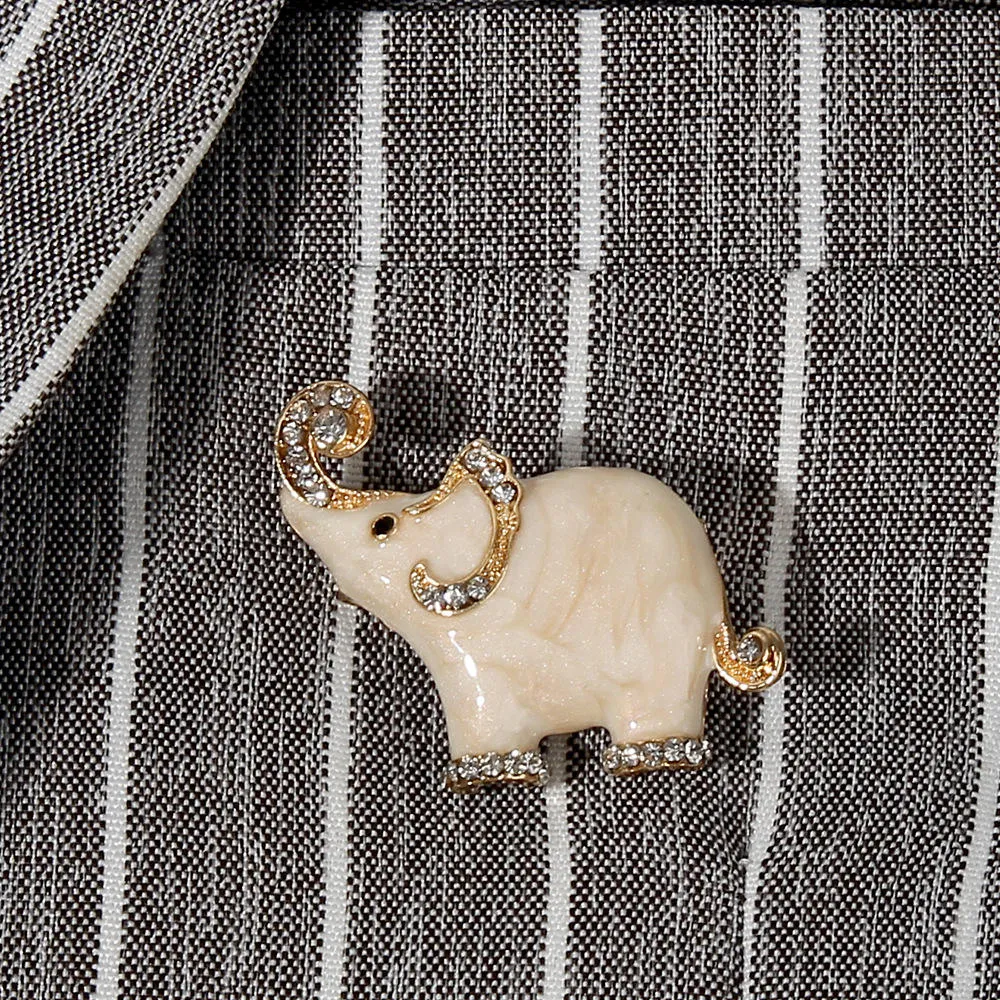 SISSLIA High Quality Reasonable Price Elephant Brooches Fashion Cute Shiny Zircon Inserted Small Brooch For Women