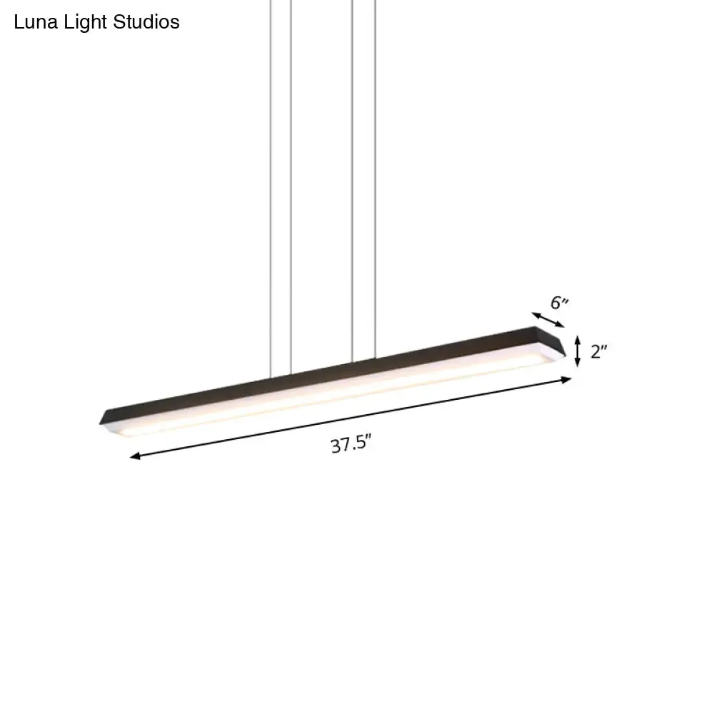 Sleek Modern Black LED Office Pendant Lighting - Stylish Slim Rectangular Linear Metal Shade - Ideal for Office Décor