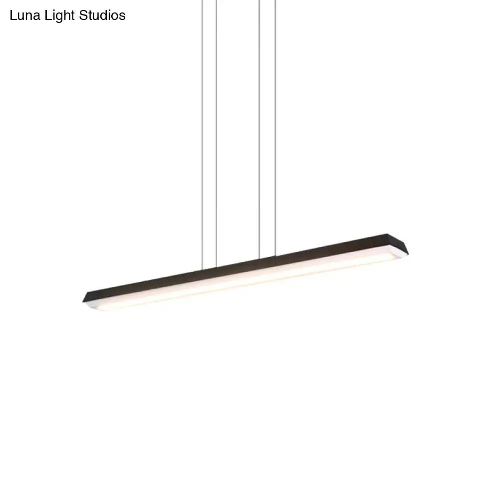 Sleek Modern Black LED Office Pendant Lighting - Stylish Slim Rectangular Linear Metal Shade - Ideal for Office Décor