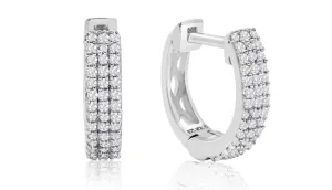 Sterling Silver 1/4 Carat Diamond Hoop Earrings, 1/2 Inch - Ships Same/Next Day!