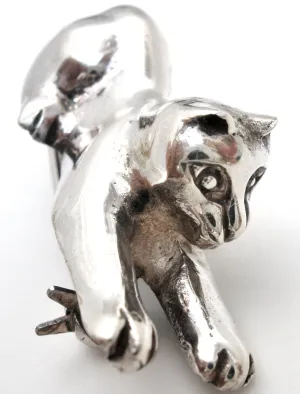 Sterling Silver Kitty Cat Brooch Pin Vintage