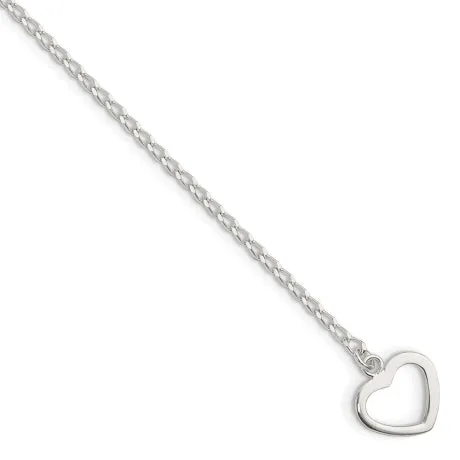 Sterling Silver Polished Heart with Arrow 7.5in Toggle Bracelet