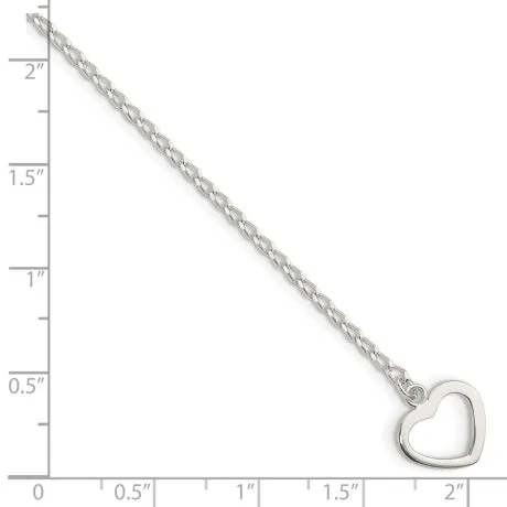 Sterling Silver Polished Heart with Arrow 7.5in Toggle Bracelet