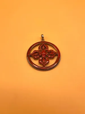 Sterling Silver Tibetan Coral Bajra/Dorje Pendent