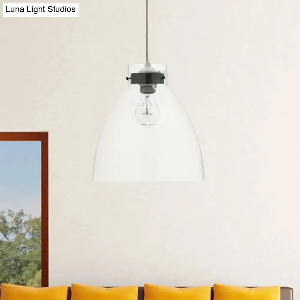 Stylish Clear Glass Pendant Light for Dining Room - Simple Hanging Lamp