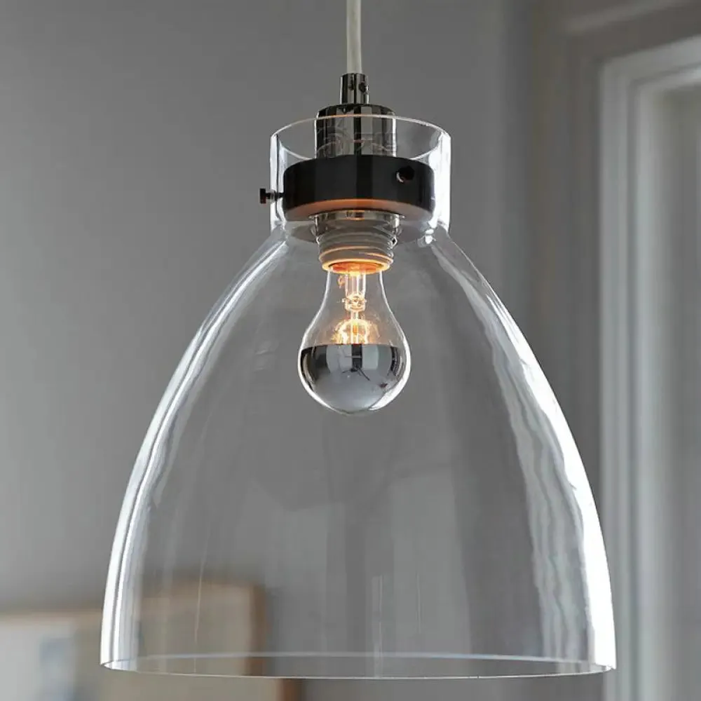 Stylish Clear Glass Pendant Light for Dining Room - Simple Hanging Lamp