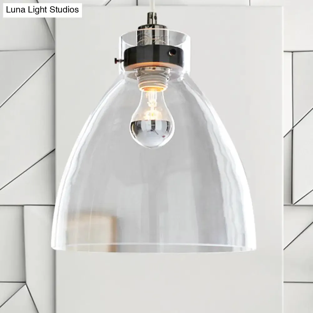 Stylish Clear Glass Pendant Light for Dining Room - Simple Hanging Lamp