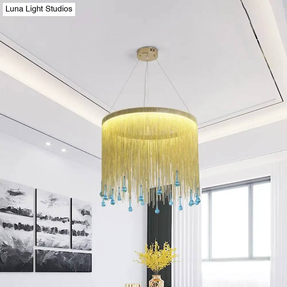 Stylish Fringe Skirt Pendant Lamp: Modern Aluminum LED Hanging Light Fixture