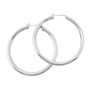 Trendy 4mm Bold Thick Shiny Women's Large  Silver Hoop Earrings 5cm