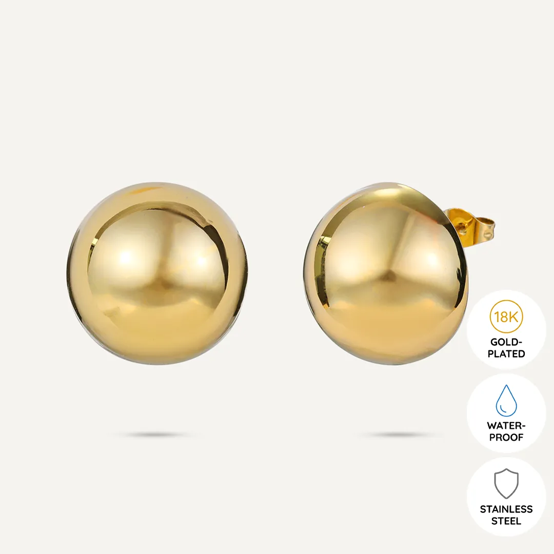 Vibes | Bold Domed Post Earrings | 18K Gold-Plated