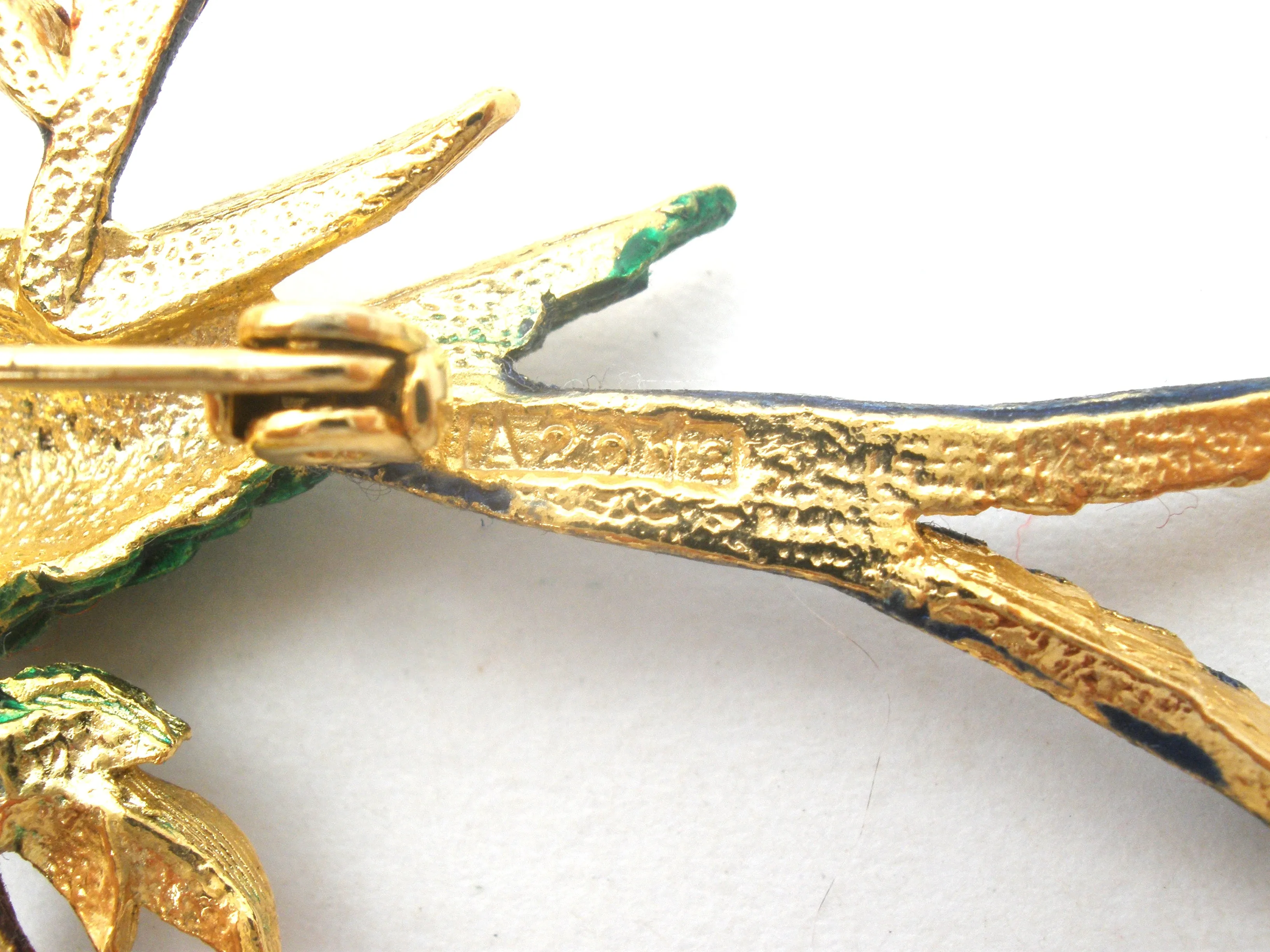 Vintage Sphinx Enamel & Rhinestone Bird Brooch