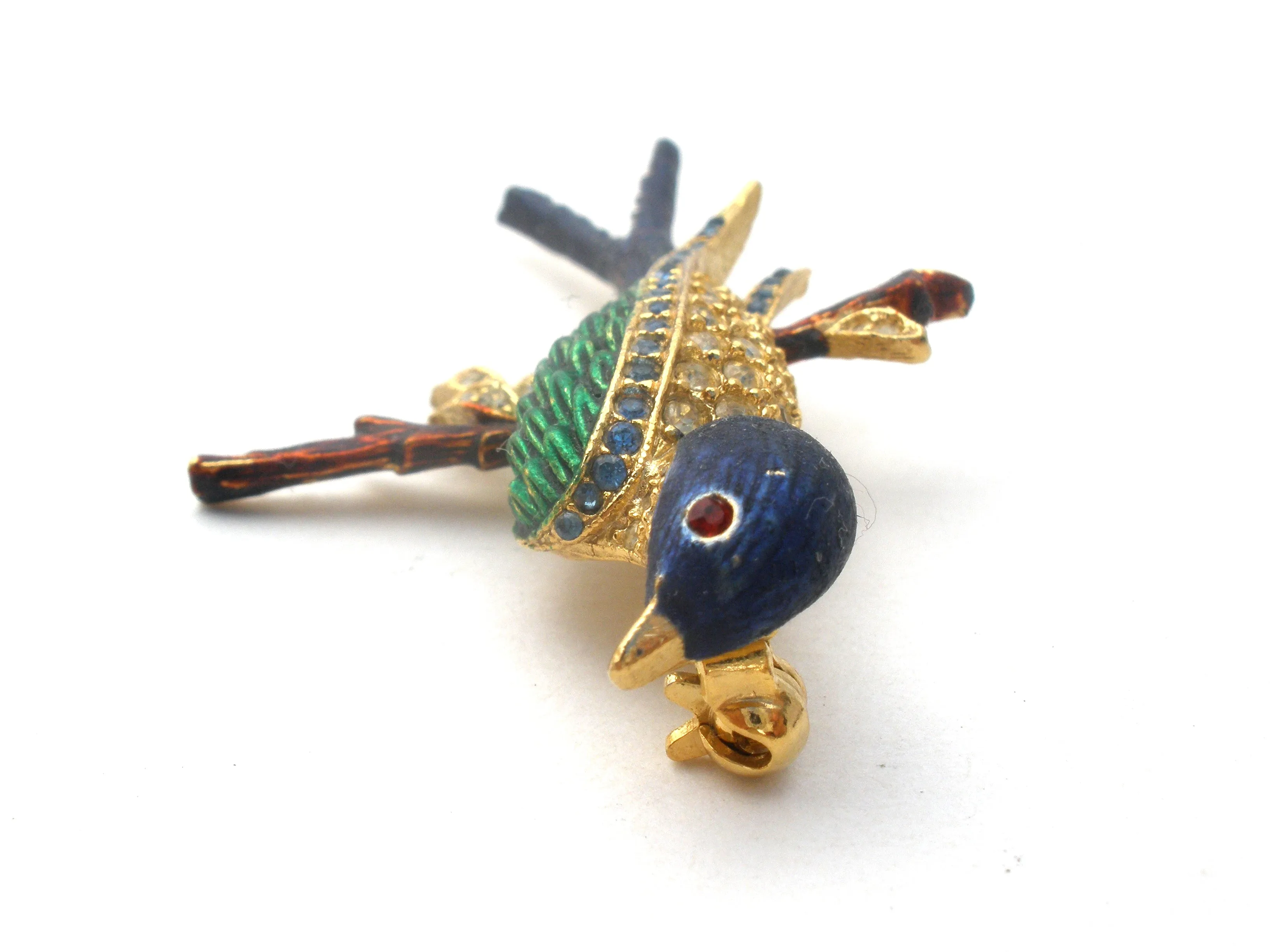 Vintage Sphinx Enamel & Rhinestone Bird Brooch