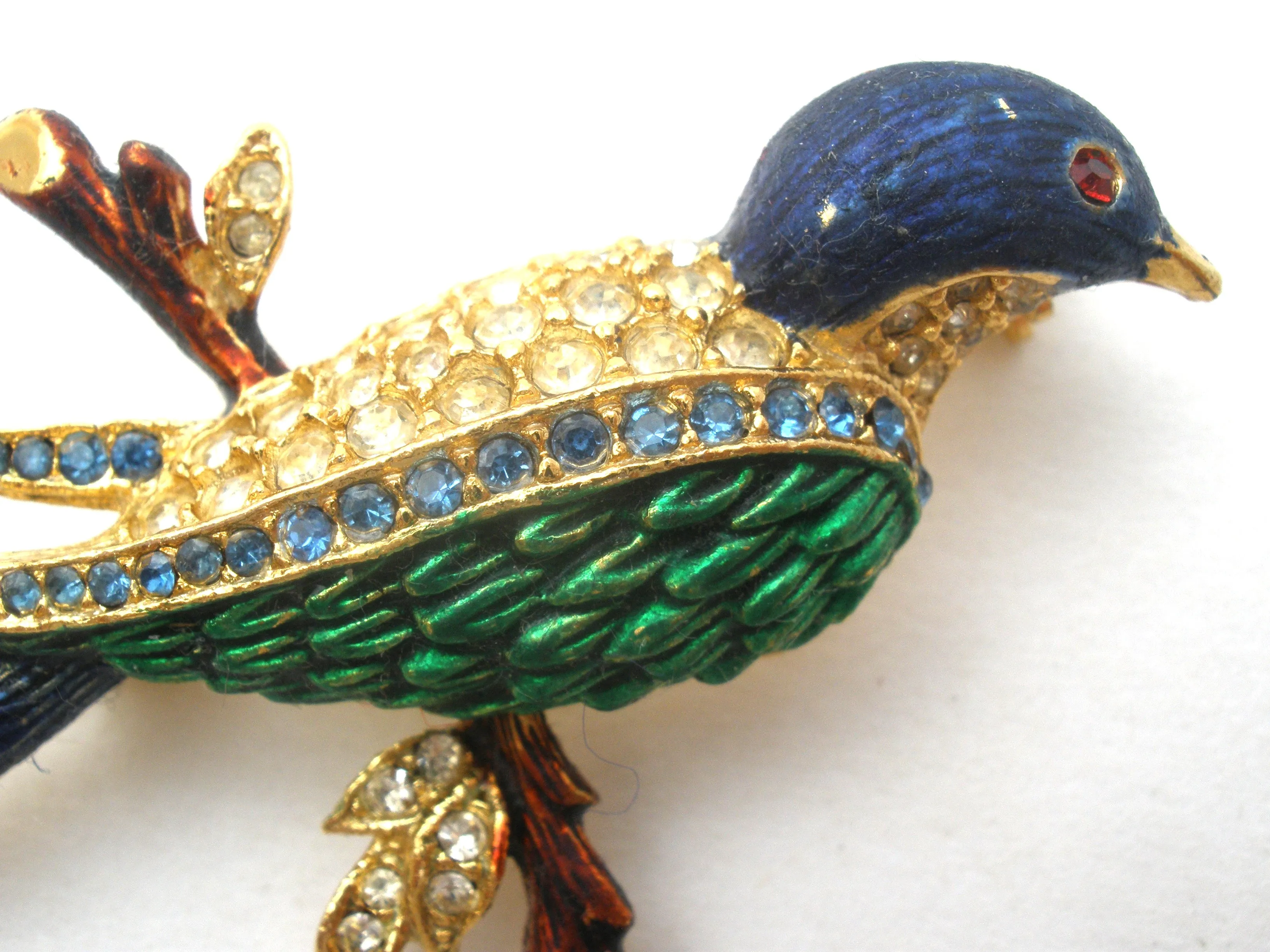 Vintage Sphinx Enamel & Rhinestone Bird Brooch