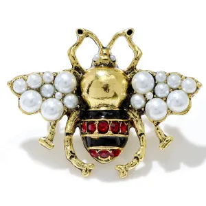 Vintage Style Gold Pearl Bee Broaches