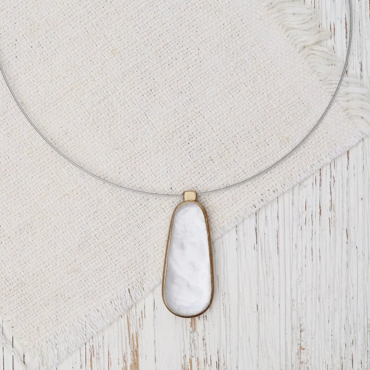 White Oval Pendant Necklace