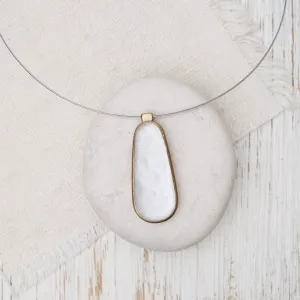 White Oval Pendant Necklace