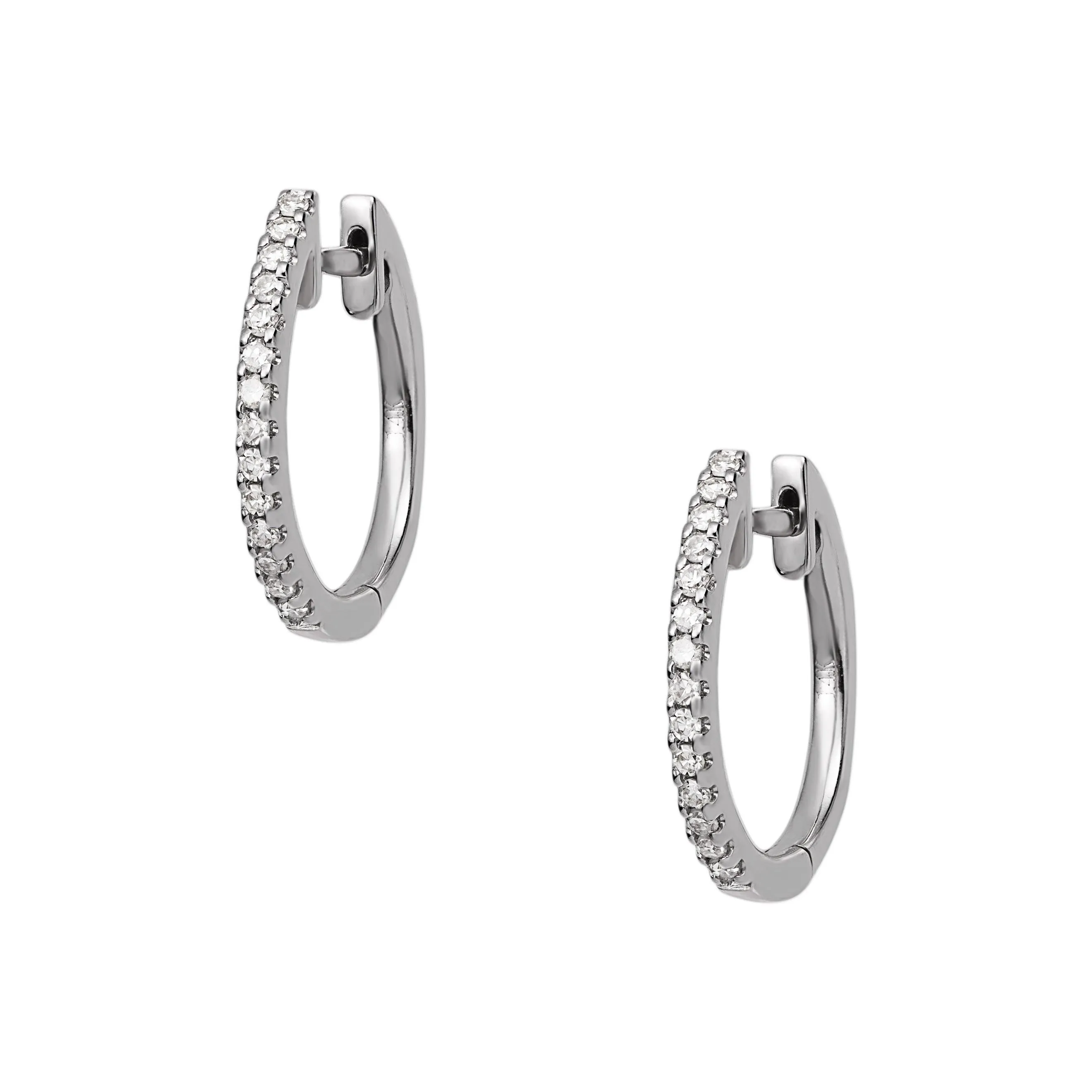 Women's Huggie Hoop Diamond Earrings 0.23ct 14K White Gold