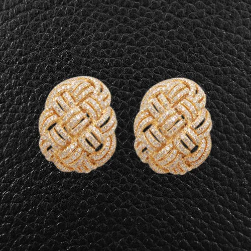 Yellow Gold & Diamond Woven Earrings