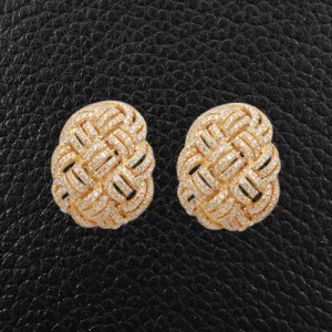 Yellow Gold & Diamond Woven Earrings